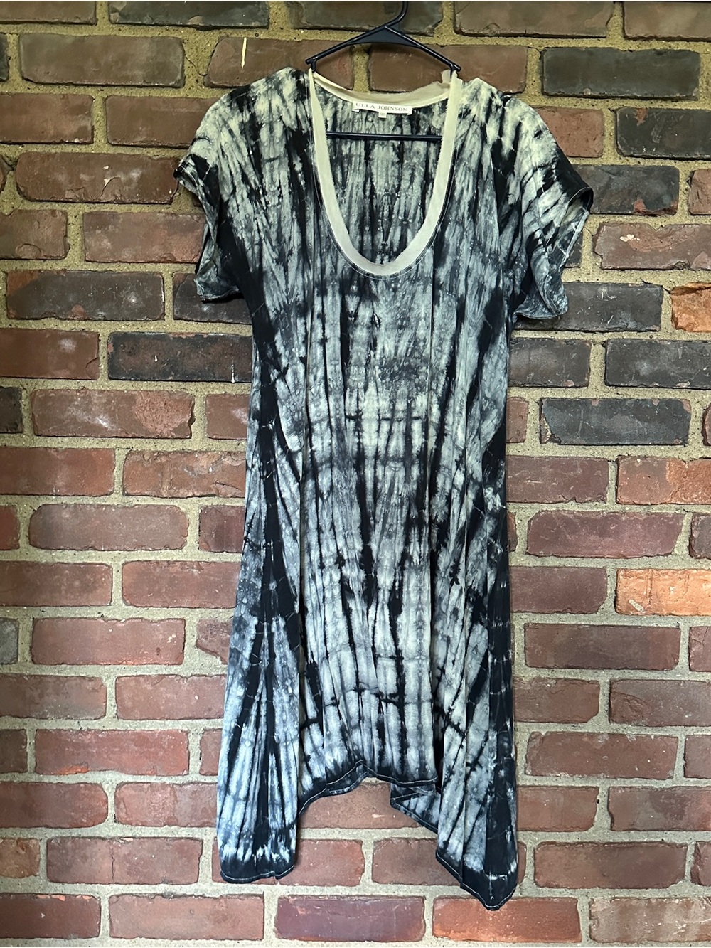Ulla Johnson Tie Dye Scoop Asymmetrical Hem Silk Tunic Dress Sz 2 -36 chest